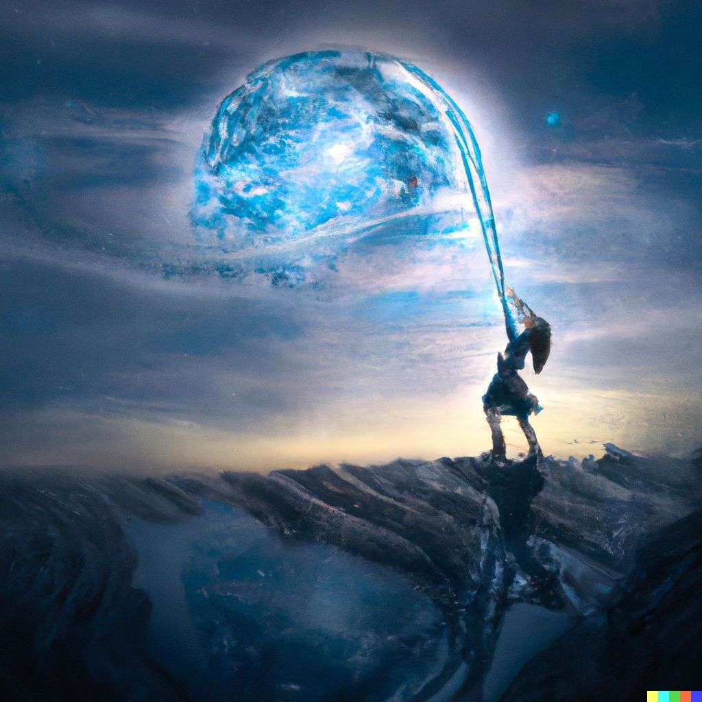the discovery of gravity, digital art, ethereal
